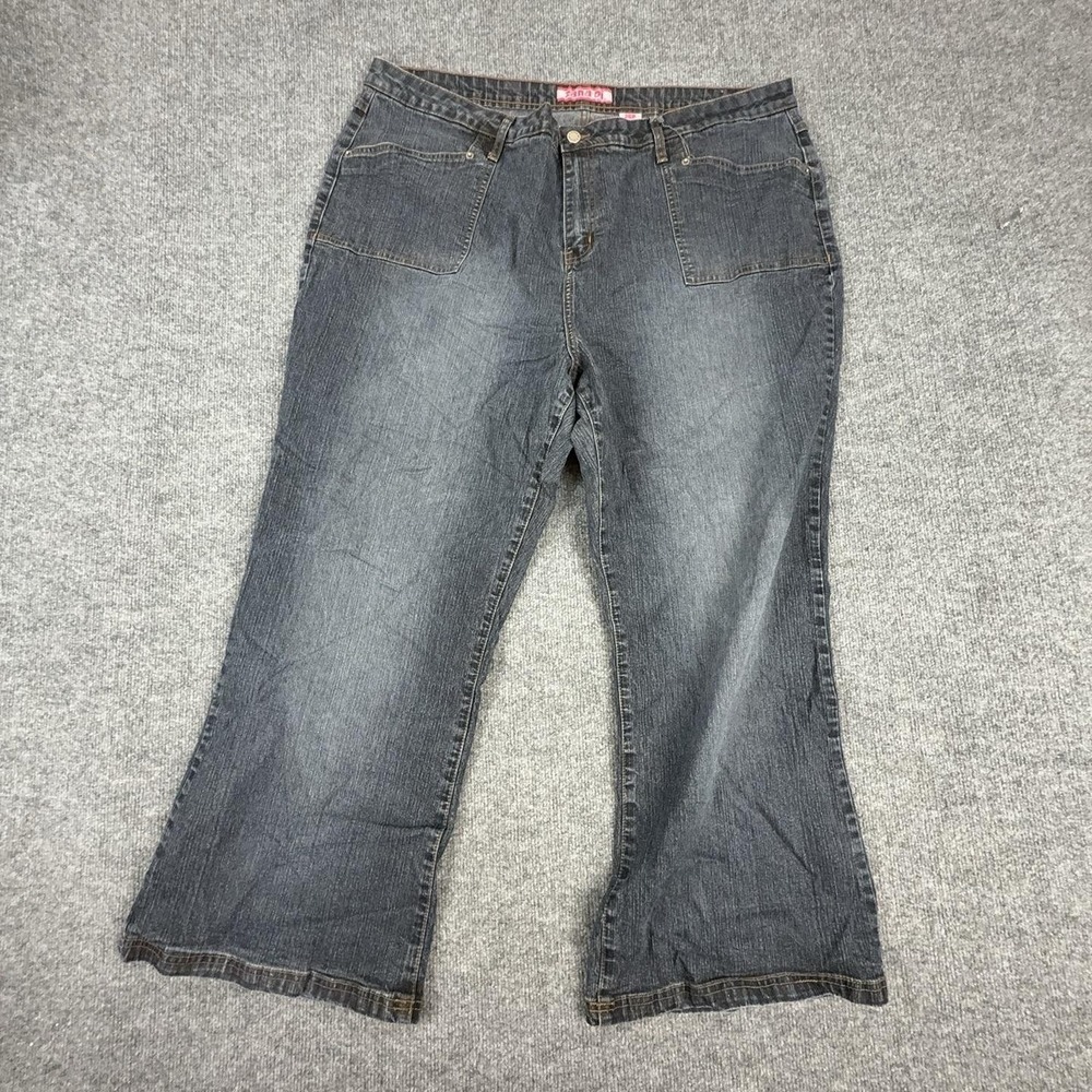 Zana Di Jeans Womens 26P Charcoal Wash High Rise Relaxed Wide Leg Denim Pants